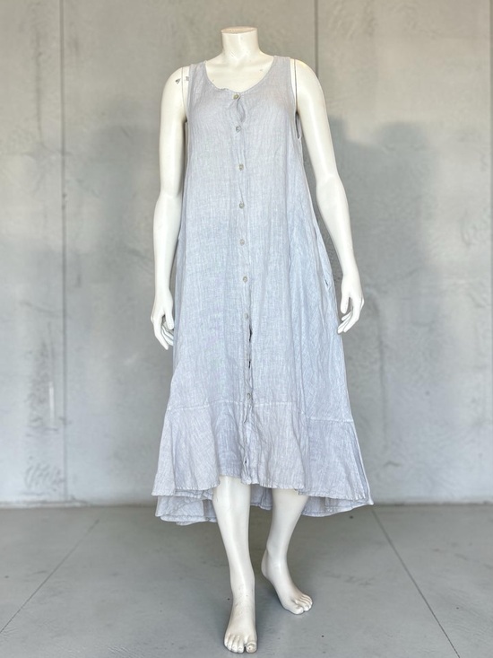 Stella Martini Dresses & Skirts - Stella Martin Made in Italy 100% Linen Sleeveless Button Front Midi Dress Size S